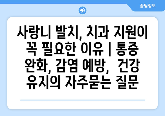 사랑니 발치, 치과 지원이 꼭 필요한 이유 | 통증 완화, 감염 예방,  건강 유지