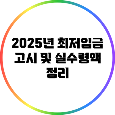2025년 최저임금: 고시 및 실수령액 정리