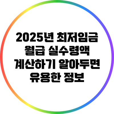 2025년 최저임금 월급 실수령액 계산하기: 알아두면 유용한 정보