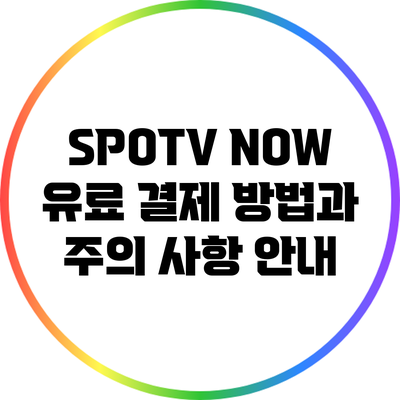 SPOTV NOW 유료 결제 방법과 주의 사항 안내