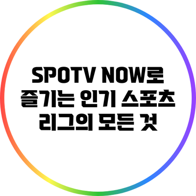 SPOTV NOW로 즐기는 인기 스포츠 리그의 모든 것