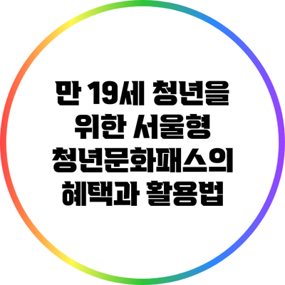 만 19세 청년을 위한 서울형 청년문화패스의 혜택과 활용법