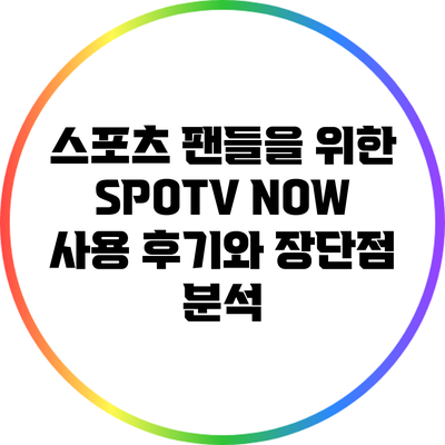 스포츠 팬들을 위한 SPOTV NOW 사용 후기와 장단점 분석