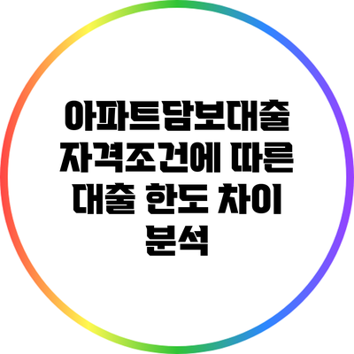 아파트담보대출 자격조건에 따른 대출 한도 차이 분석