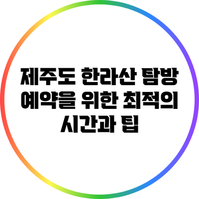 제주도 한라산 탐방 예약을 위한 최적의 시간과 팁