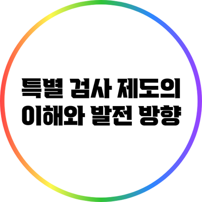 특별 검사 제도의 이해와 발전 방향