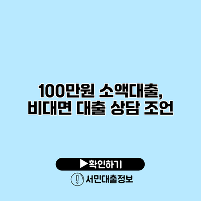 100만원 소액대출, 비대면 대출 상담 조언