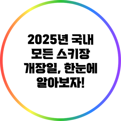 2025년 국내 모든 스키장 개장일, 한눈에 알아보자!