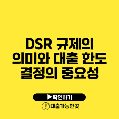 DSR 규제의 의미와 대출 한도 결정의 중요성