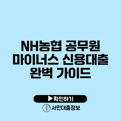 NH농협 공무원 마이너스 신용대출 완벽 가이드