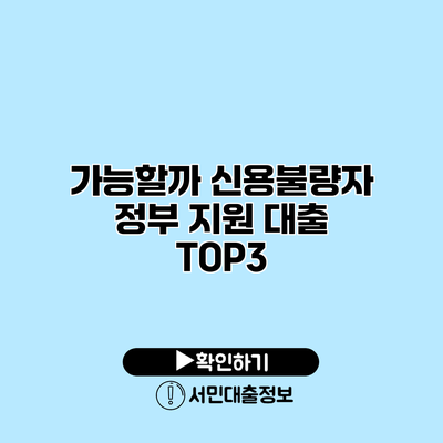 가능할까? 신용불량자 정부 지원 대출 TOP3