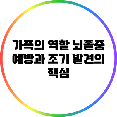 가족의 역할: 뇌졸중 예방과 조기 발견의 핵심
