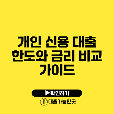 개인 신용 대출 한도와 금리 비교 가이드
