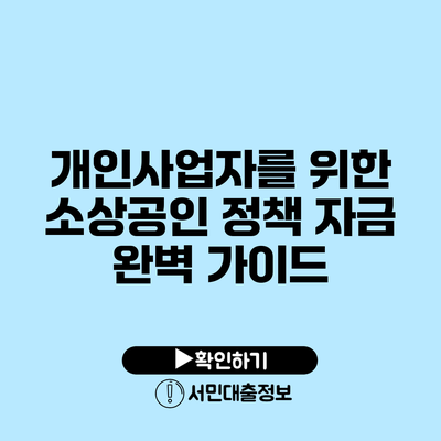 개인사업자를 위한 소상공인 정책 자금 완벽 가이드