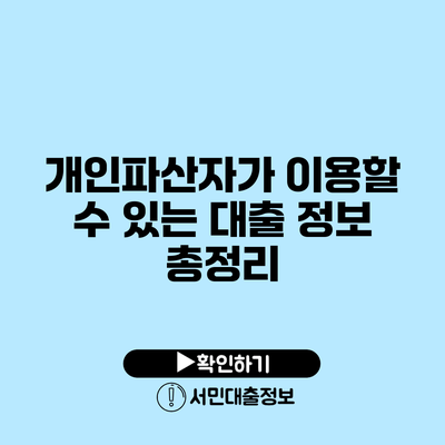 개인파산자가 이용할 수 있는 대출 정보 총정리