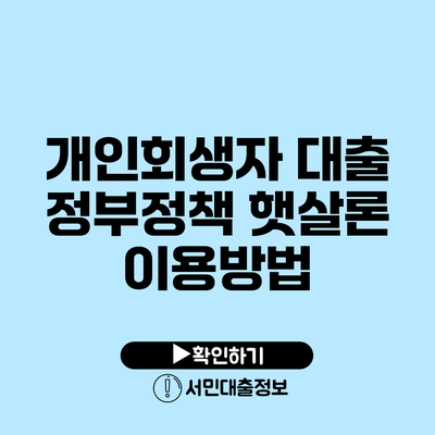 개인회생자 대출 정부정책: 햇살론 이용방법