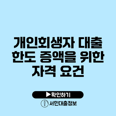 개인회생자 대출 한도 증액을 위한 자격 요건