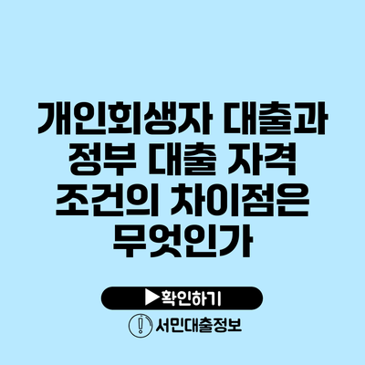 개인회생자 대출과 정부 대출 자격 조건의 차이점은 무엇인가?