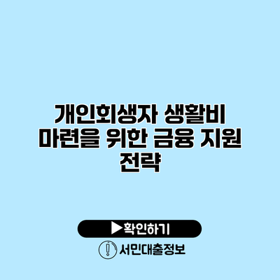 개인회생자 생활비 마련을 위한 금융 지원 전략