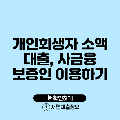 개인회생자 소액 대출, 사금융 보증인 이용하기