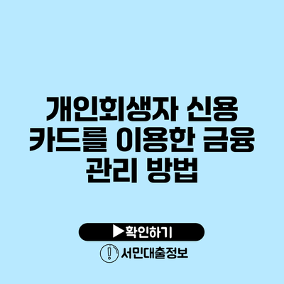 개인회생자 신용 카드를 이용한 금융 관리 방법