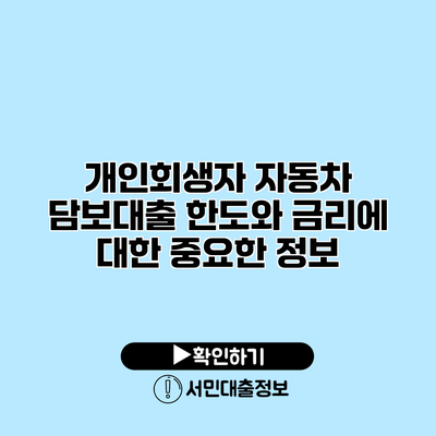 개인회생자 자동차 담보대출 한도와 금리에 대한 중요한 정보
