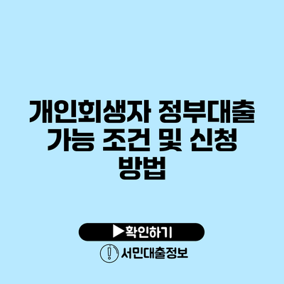 개인회생자 정부대출 가능 조건 및 신청 방법