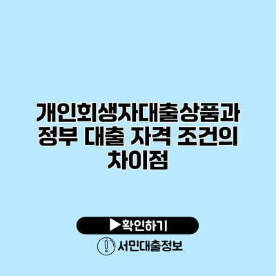개인회생자대출상품과 정부 대출 자격 조건의 차이점