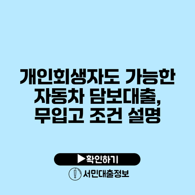 개인회생자도 가능한 자동차 담보대출, 무입고 조건 설명