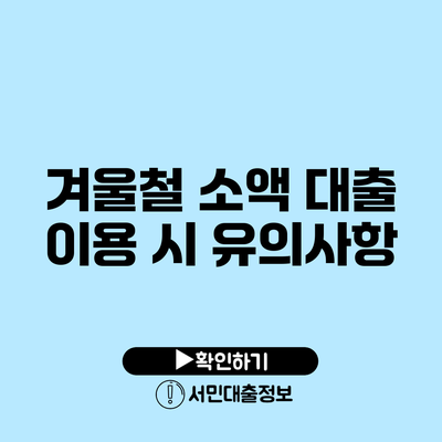 겨울철 소액 대출 이용 시 유의사항