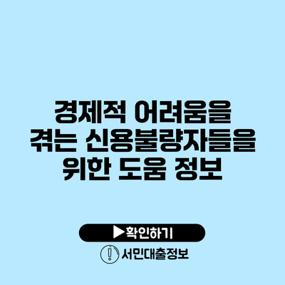 경제적 어려움을 겪는 신용불량자들을 위한 도움 정보
