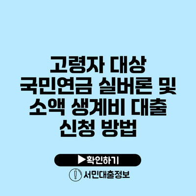 고령자 대상 국민연금 실버론 및 소액 생계비 대출 신청 방법