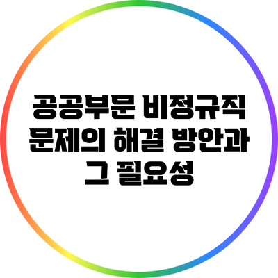 공공부문 비정규직 문제의 해결 방안과 그 필요성
