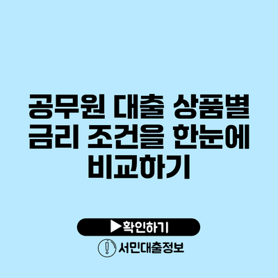 공무원 대출 상품별 금리 조건을 한눈에 비교하기
