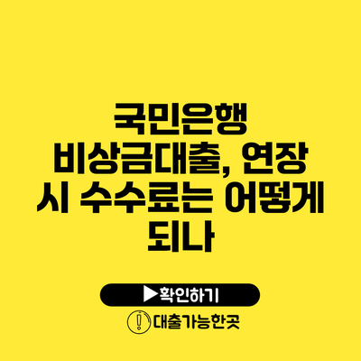 국민은행 비상금대출, 연장 시 수수료는 어떻게 되나?