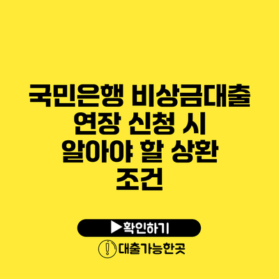 국민은행 비상금대출 연장 신청 시 알아야 할 상환 조건