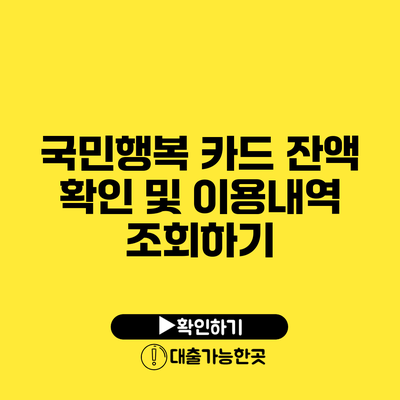 국민행복 카드 잔액 확인 및 이용내역 조회하기