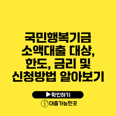 국민행복기금 소액대출 대상, 한도, 금리 및 신청방법 알아보기