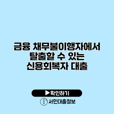 금융 채무불이행자에서 탈출할 수 있는 신용회복자 대출