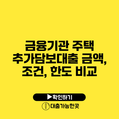 금융기관 주택 추가담보대출 금액, 조건, 한도 비교