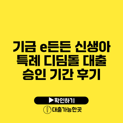 기금 e든든 신생아 특례 디딤돌 대출 승인 기간 후기