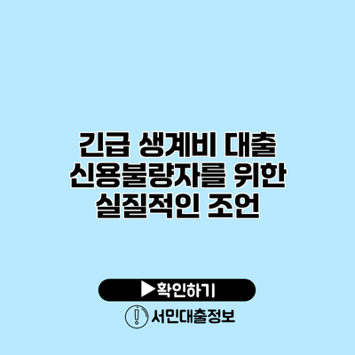 긴급 생계비 대출: 신용불량자를 위한 실질적인 조언