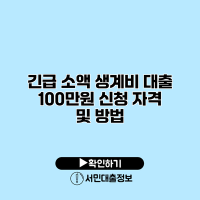 긴급 소액 생계비 대출 100만원 신청 자격 및 방법