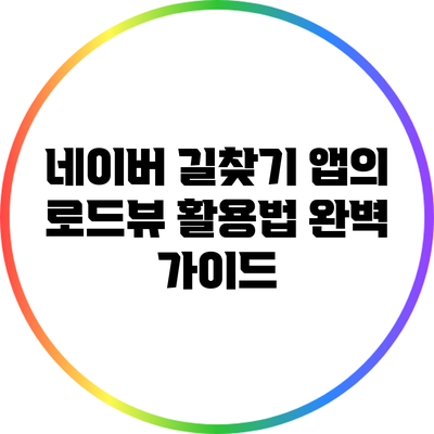 네이버 길찾기 앱의 로드뷰 활용법 완벽 가이드
