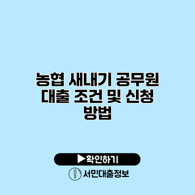 농협 새내기 공무원 대출 조건 및 신청 방법