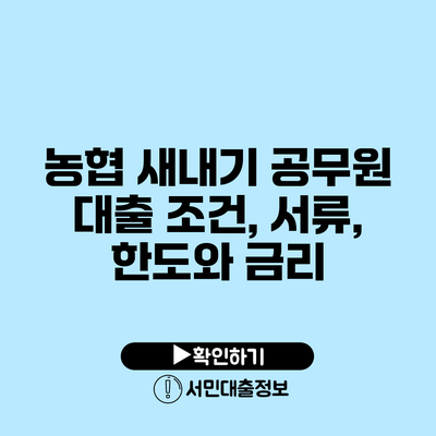 농협 새내기 공무원 대출: 조건, 서류, 한도와 금리