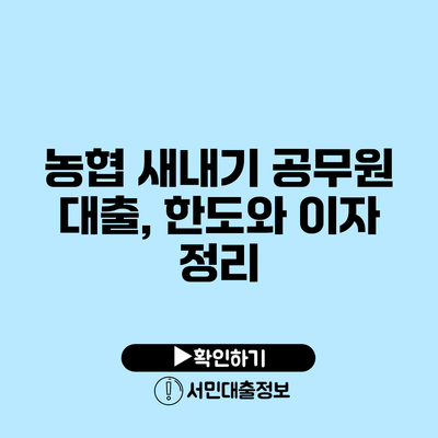 농협 새내기 공무원 대출, 한도와 이자 정리