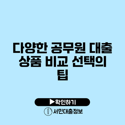 다양한 공무원 대출 상품 비교: 선택의 팁
