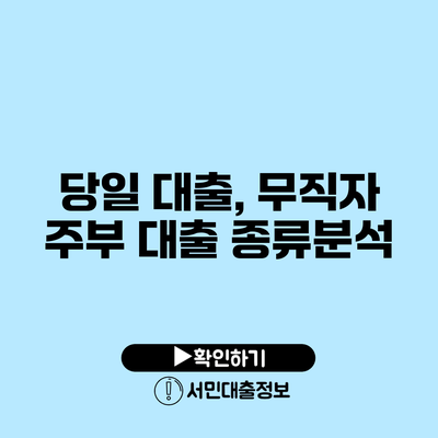 당일 대출, 무직자 주부 대출 종류분석