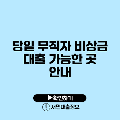 당일 무직자 비상금 대출 가능한 곳 안내